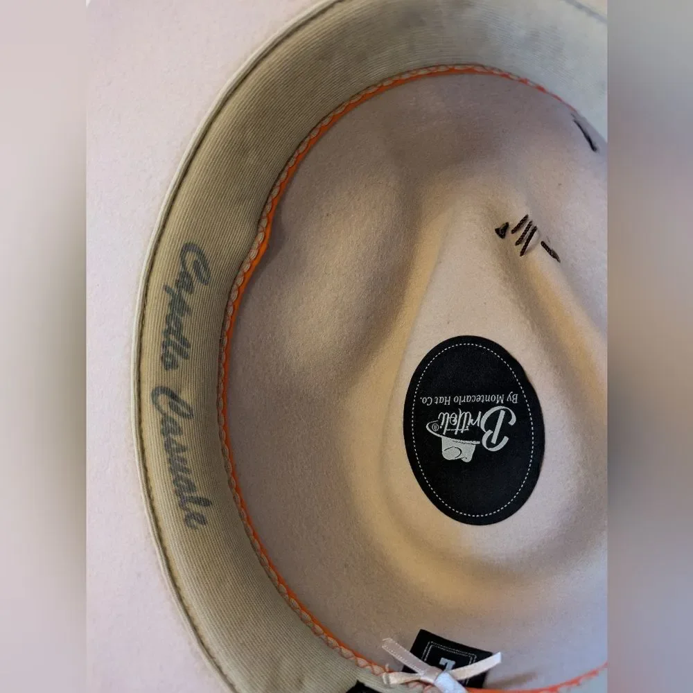 Brittoli Beige Tan Bullhide Leather Hat Montecarlo Hat Co L Large